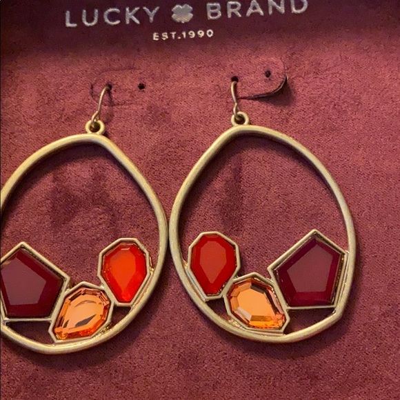 NEW Lucky Brand multi stone hoop earrings - Picture 2 of 9